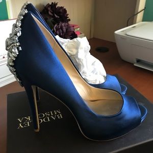 Badgley Mischka Kiara Heel Navy Satin  ORIG. $245